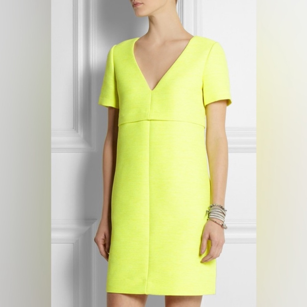 J.Crew Collection Neon Yellow Cotton Linen Canvas Shift Dress Size 6